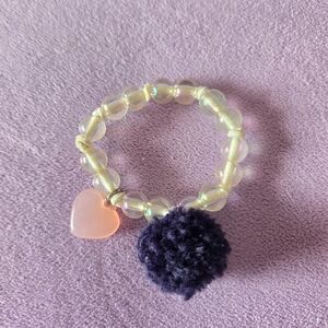 Girls Gymboree Pink Heart and Pom Pom Bracelet